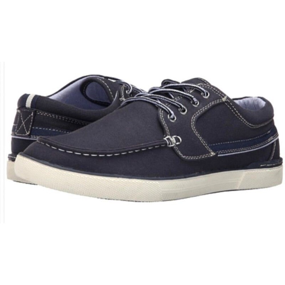 Antonio Zengara Boat Shoes Men's Size 7.5 Moc Toe Slip-ons Oceana Navy Canvas